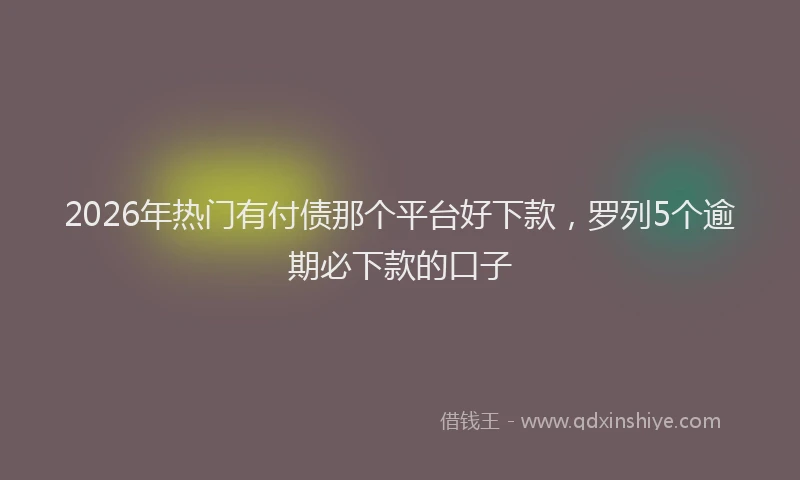 2026年热门有付债那个平台好下款，罗列5个逾期必下款的口子