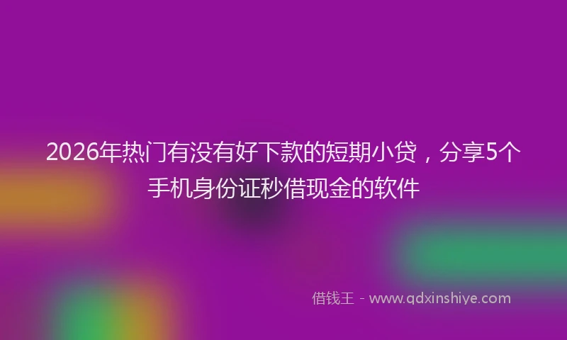 2026年热门有没有好下款的短期小贷，分享5个手机身份证秒借现金的软件