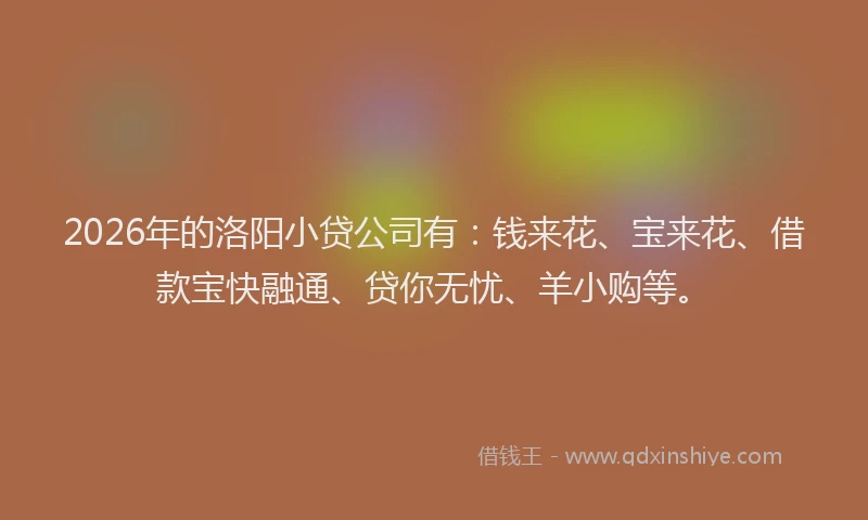 2026年的洛阳小贷公司有：钱来花、宝来花、借款宝快融通、贷你无忧、羊小购等。