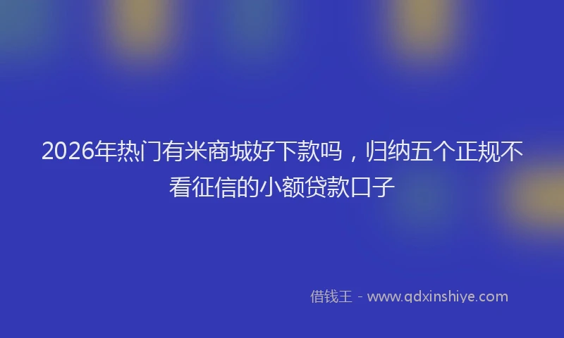 2026年热门有米商城好下款吗，归纳五个正规不看征信的小额贷款口子