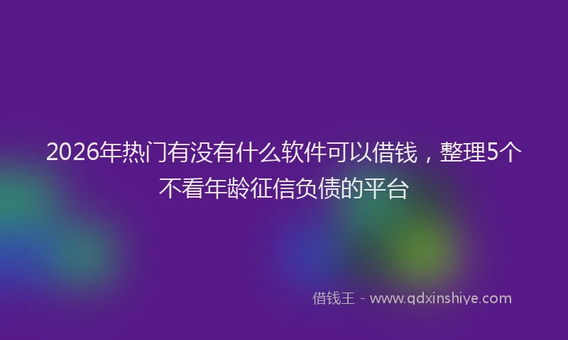 2026年热门有没有什么软件可以借钱，整理5个不看年龄征信负债的平台