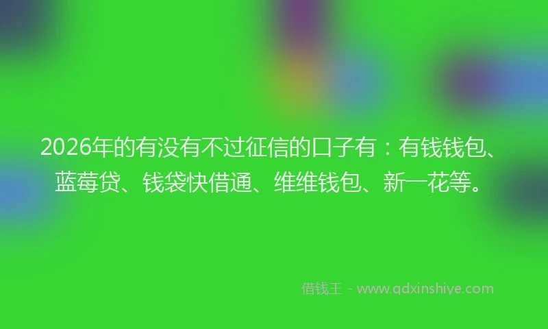 2026年的有没有不过征信的口子有：有钱钱包、蓝莓贷、钱袋快借通、维维钱包、新一花等。