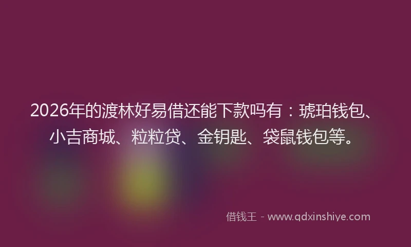 2026年的渡林好易借还能下款吗有：琥珀钱包、小吉商城、粒粒贷、金钥匙、袋鼠钱包等。