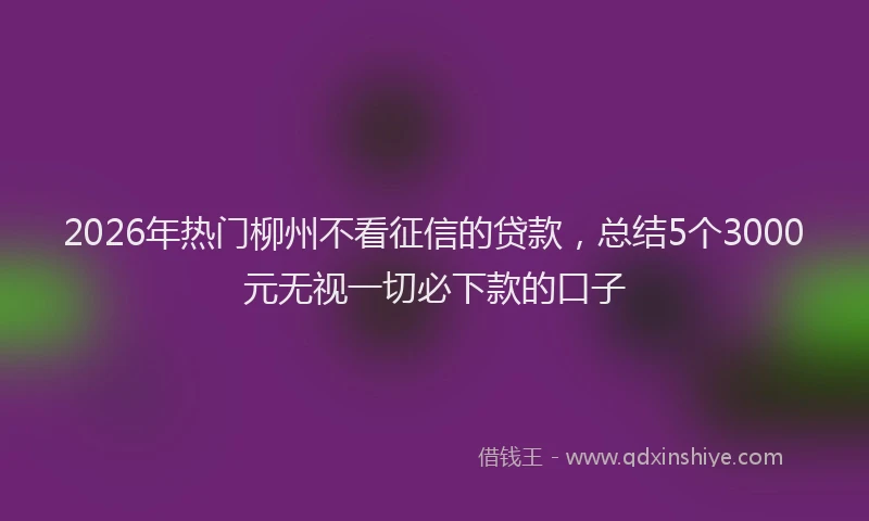 2026年热门柳州不看征信的贷款，总结5个3000元无视一切必下款的口子