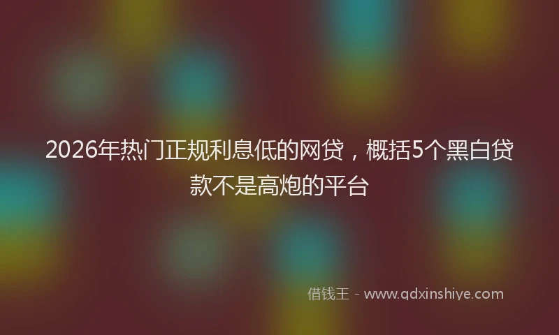 2026年热门正规利息低的网贷，概括5个黑白贷款不是高炮的平台