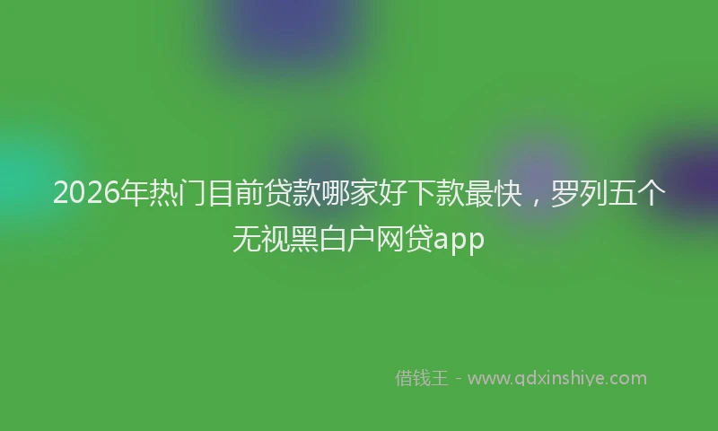 2026年热门目前贷款哪家好下款最快，罗列五个无视黑白户网贷app