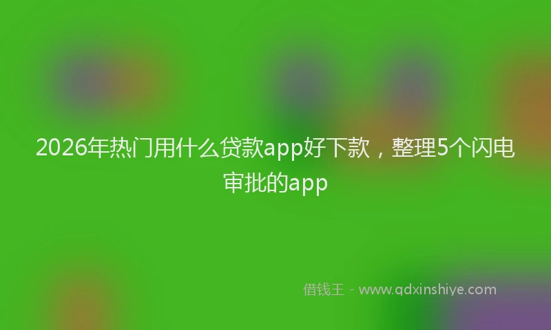 2026年热门用什么贷款app好下款，整理5个闪电审批的app