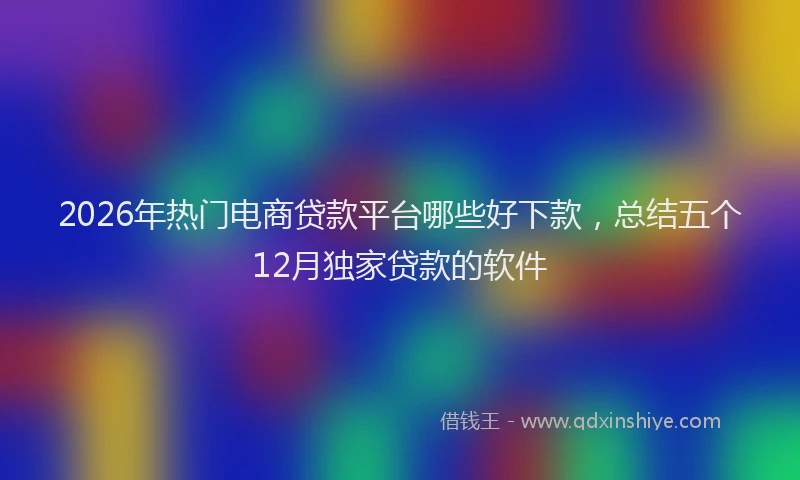 2026年热门电商贷款平台哪些好下款，总结五个12月独家贷款的软件