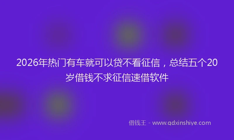 2026年热门有车就可以贷不看征信,总结五个20岁借钱不求征信速借软件