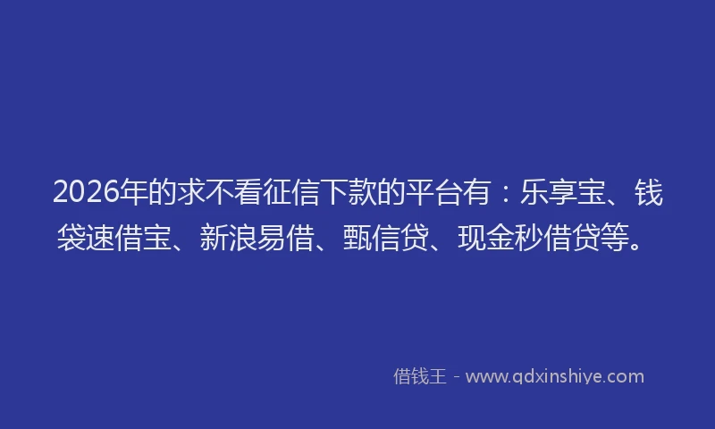 2026年的求不看征信下款的平台有：乐享宝、钱袋速借宝、新浪易借、甄信贷、现金秒借贷等。