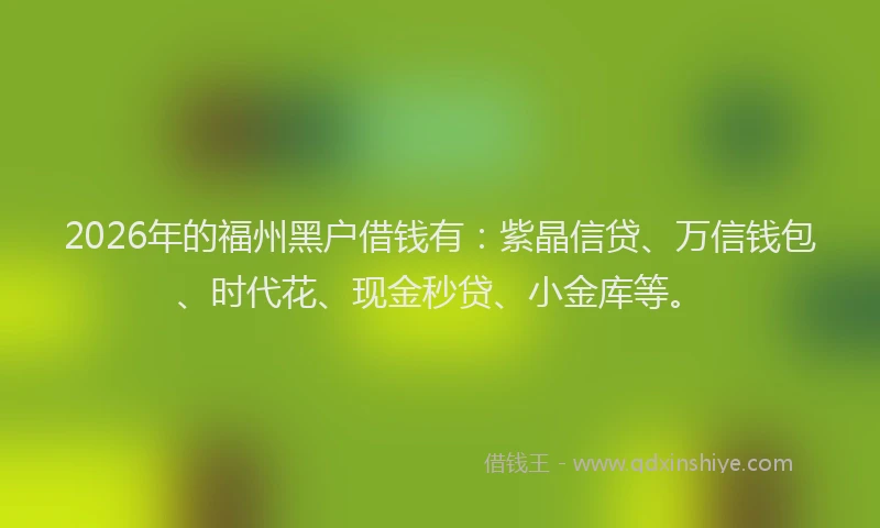 2026年的福州黑户借钱有：紫晶信贷、万信钱包、时代花、现金秒贷、小金库等。