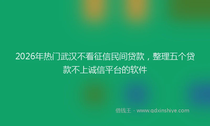 2026年热门武汉不看征信民间贷款,整理五个贷款不上诚信平台的软件