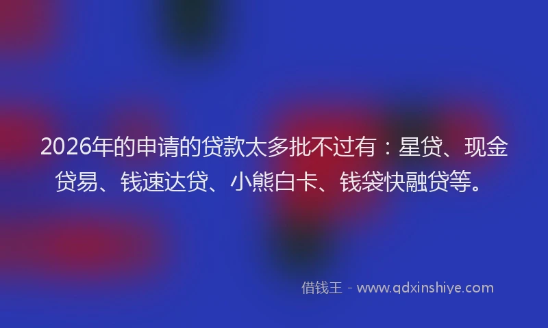 2026年的申请的贷款太多批不过有：星贷、现金贷易、钱速达贷、小熊白卡、钱袋快融贷等。