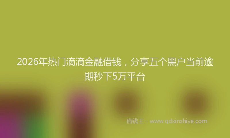 2026年热门滴滴金融借钱，分享五个黑户当前逾期秒下5万平台