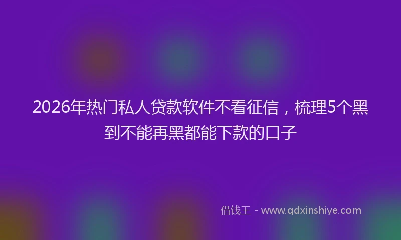2026年热门私人贷款软件不看征信，梳理5个黑到不能再黑都能下款的口子