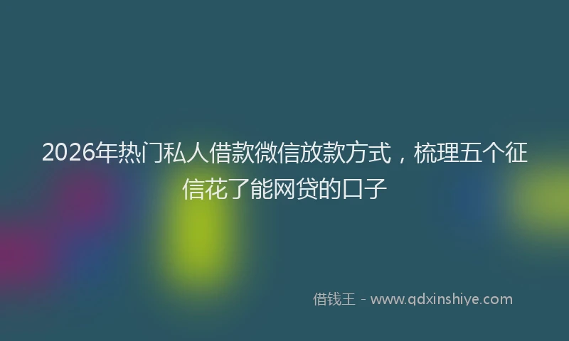 2026年热门私人借款微信放款方式，梳理五个征信花了能网贷的口子