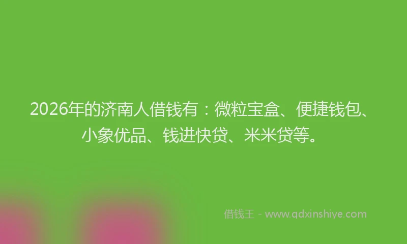 2026年的济南人借钱有：微粒宝盒、便捷钱包、小象优品、钱进快贷、米米贷等。
