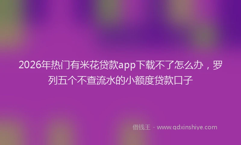 2026年热门有米花贷款app下载不了怎么办，罗列五个不查流水的小额度贷款口子