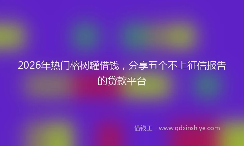 2026年热门榕树罐借钱，分享五个不上征信报告的贷款平台