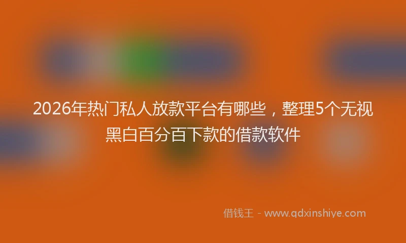 2026年热门私人放款平台有哪些，整理5个无视黑白百分百下款的借款软件