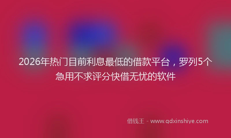 2026年热门目前利息最低的借款平台，罗列5个急用不求评分快借无忧的软件