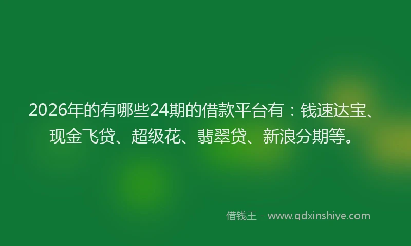 2026年的有哪些24期的借款平台有：钱速达宝、现金飞贷、超级花、翡翠贷、新浪分期等。