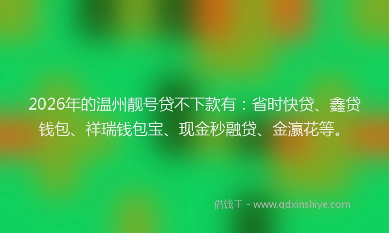 2026年的温州靓号贷不下款有：省时快贷、鑫贷钱包、祥瑞钱包宝、现金秒融贷、金瀛花等。