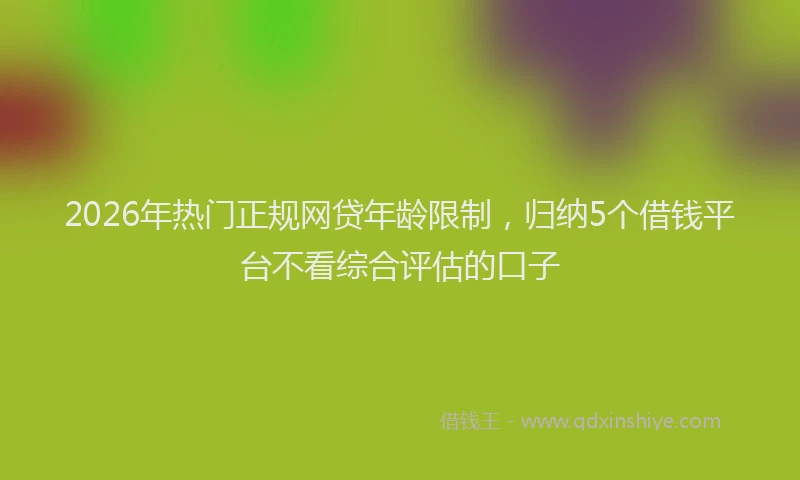 2026年热门正规网贷年龄限制，归纳5个借钱平台不看综合评估的口子