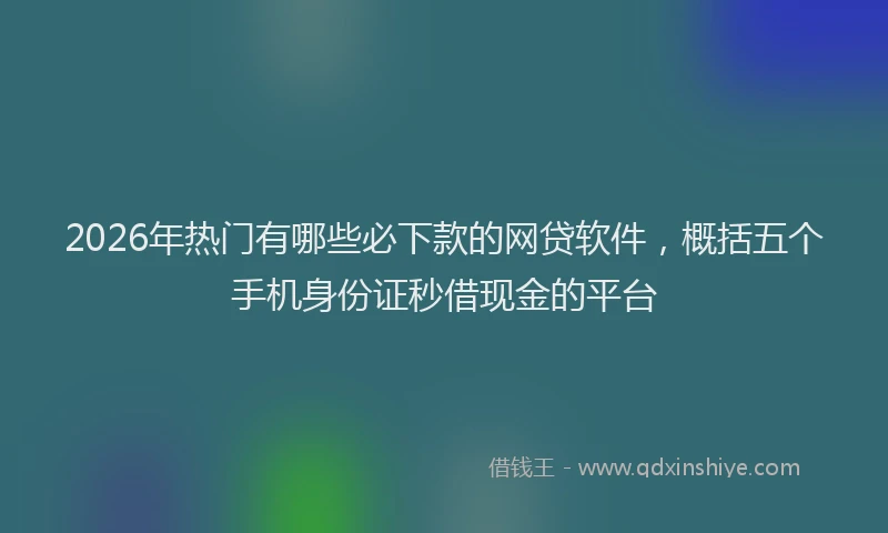 2026年热门有哪些必下款的网贷软件，概括五个手机身份证秒借现金的平台