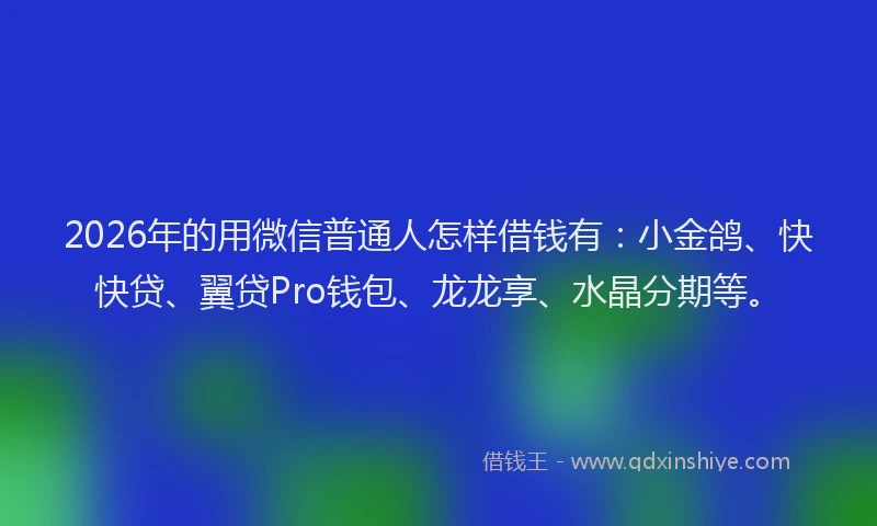 2026年的用微信普通人怎样借钱有：小金鸽、快快贷、翼贷Pro钱包、龙龙享、水晶分期等。