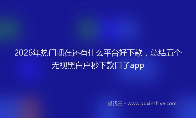 2026年热门现在还有什么平台好下款,总结五个无视黑白户秒下款口子app