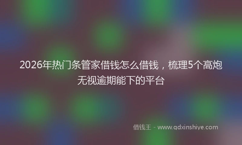 2026年热门条管家借钱怎么借钱，梳理5个高炮无视逾期能下的平台