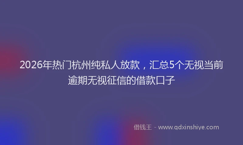 2026年热门杭州纯私人放款，汇总5个无视当前逾期无视征信的借款口子