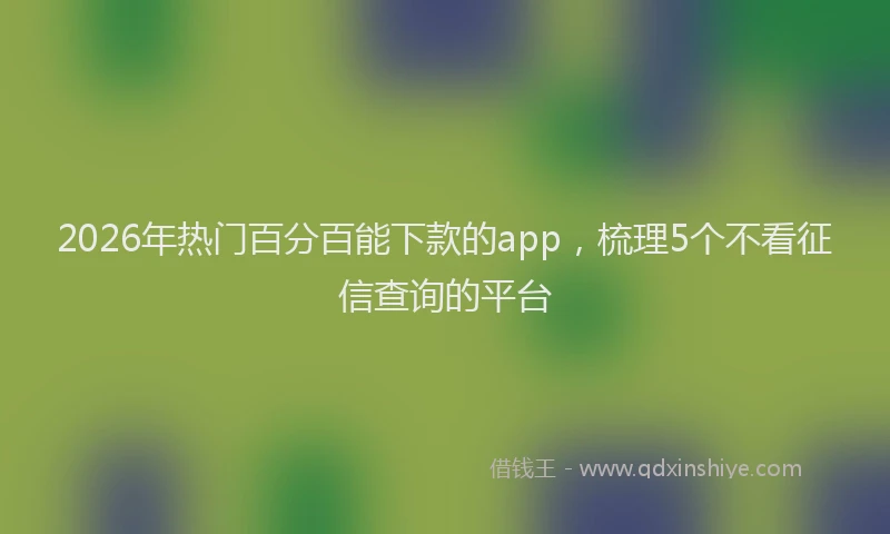 2026年热门百分百能下款的app,梳理5个不看征信查询的平台