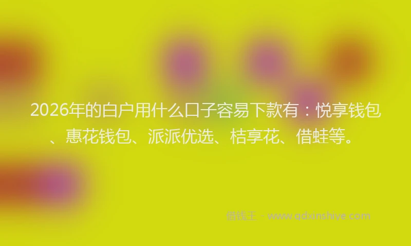 2026年的白户用什么口子容易下款有：悦享钱包、惠花钱包、派派优选、桔享花、借蛙等。