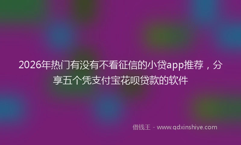 2026年热门有没有不看征信的小贷app推荐，分享五个凭支付宝花呗贷款的软件