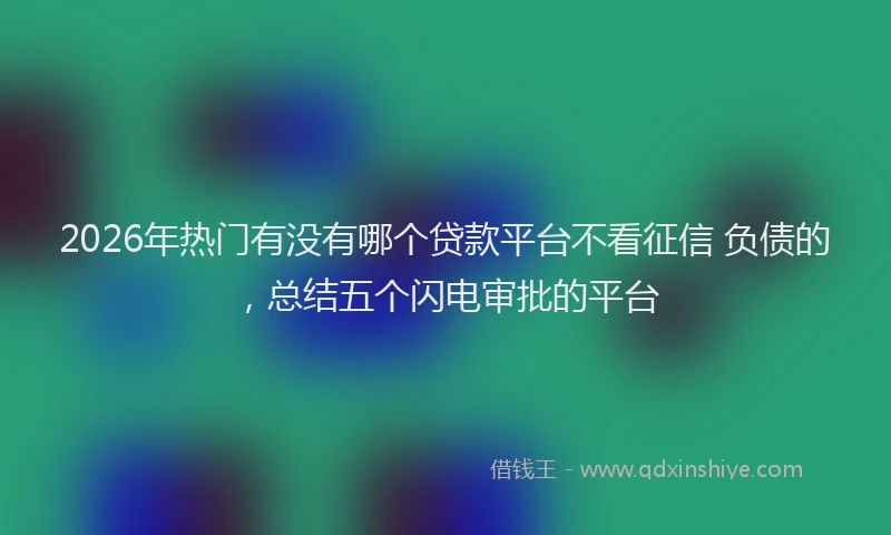 2026年热门有没有哪个贷款平台不看征信 负债的,总结五个闪电审批的平台