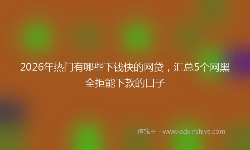 2026年热门有哪些下钱快的网贷，汇总5个网黑全拒能下款的口子