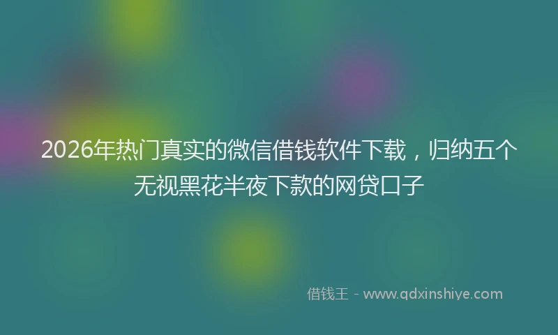 2026年热门真实的微信借钱软件下载，归纳五个无视黑花半夜下款的网贷口子
