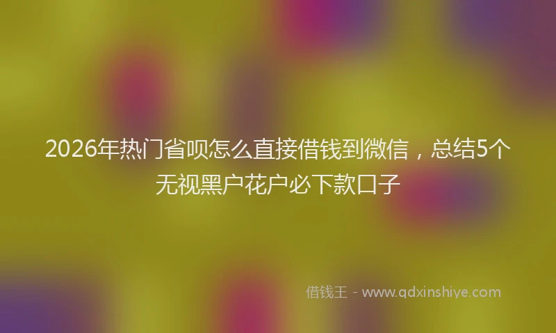 2026年热门省呗怎么直接借钱到微信，总结5个无视黑户花户必下款口子