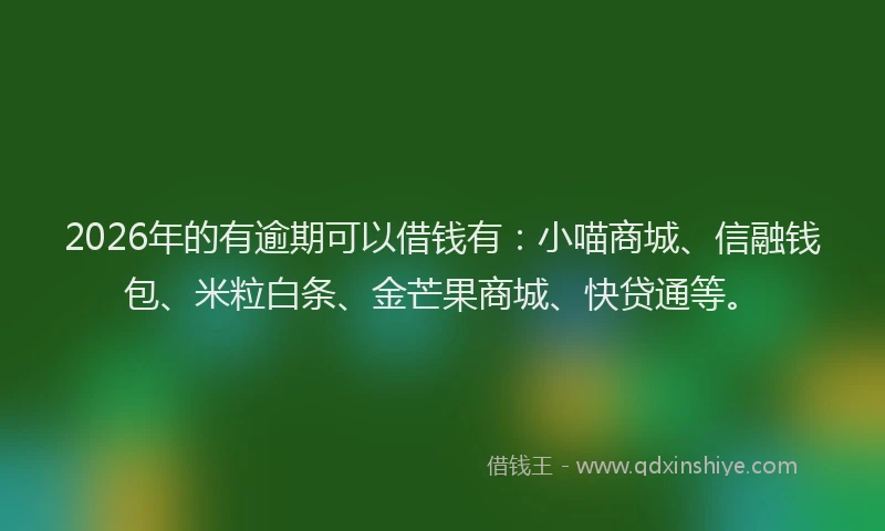 2026年的有逾期可以借钱有：小喵商城、信融钱包、米粒白条、金芒果商城、快贷通等。