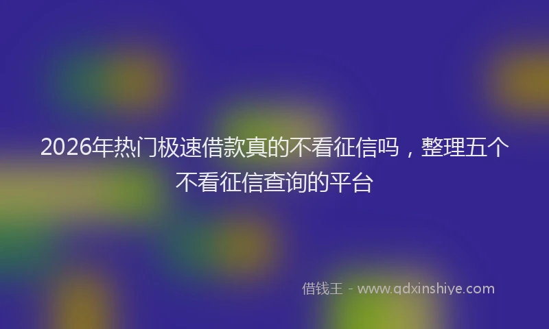 2026年热门极速借款真的不看征信吗，整理五个不看征信查询的平台