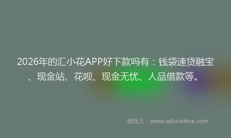 2026年的汇小花APP好下款吗有:钱袋速贷融宝、现金站、花呗、现金无忧、人品借款等。
