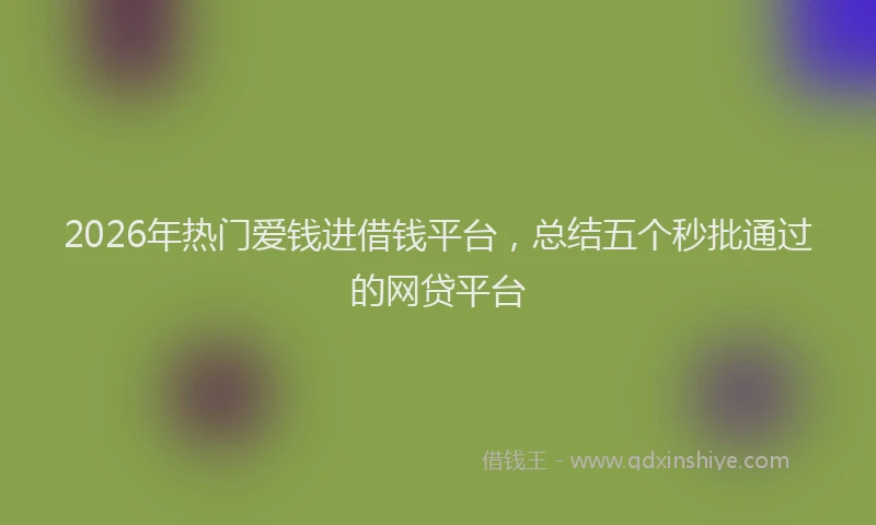 2026年热门爱钱进借钱平台，总结五个秒批通过的网贷平台
