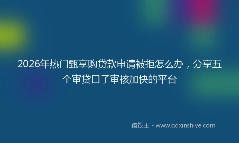 2026年热门甄享购贷款申请被拒怎么办，分享五个审贷口子审核加快的平台