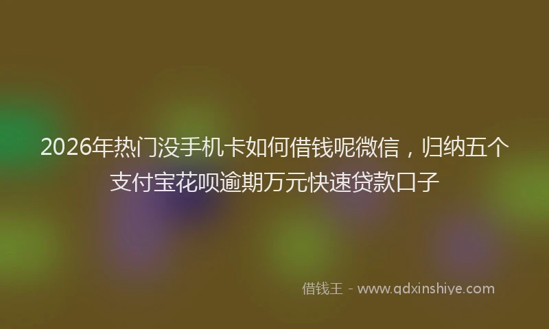2026年热门没手机卡如何借钱呢微信，归纳五个支付宝花呗逾期万元快速贷款口子