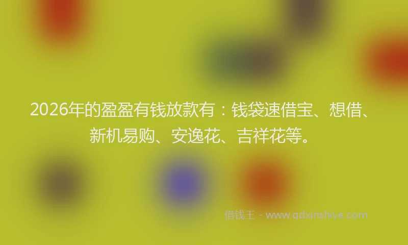 2026年的盈盈有钱放款有：钱袋速借宝、想借、新机易购、安逸花、吉祥花等。