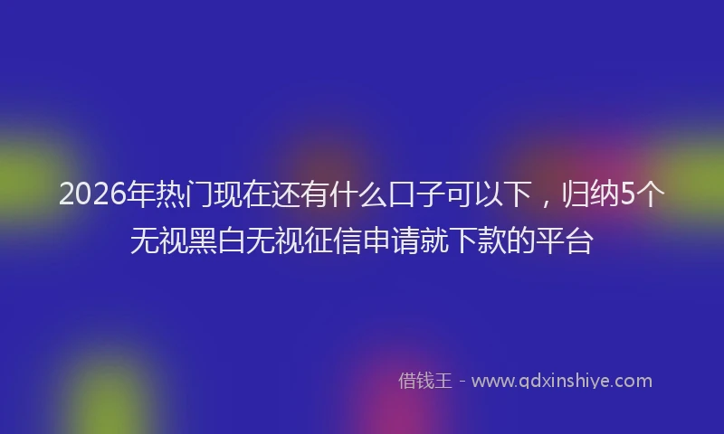 2026年热门现在还有什么口子可以下，归纳5个无视黑白无视征信申请就下款的平台