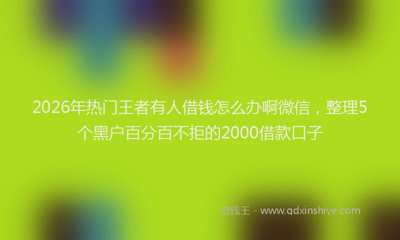 2026年热门王者有人借钱怎么办啊微信，整理5个黑户百分百不拒的2000借款口子