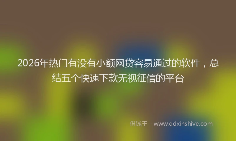 2026年热门有没有小额网贷容易通过的软件，总结五个快速下款无视征信的平台
